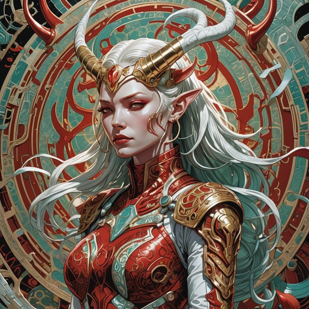 Albino Cyborg Genie in Comic Book Art