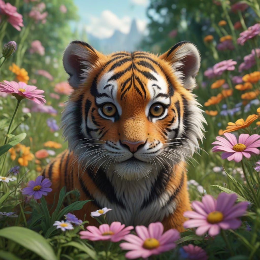 Whimsical Tiger Peek from Wildflower Petal in Fantastical Ga...