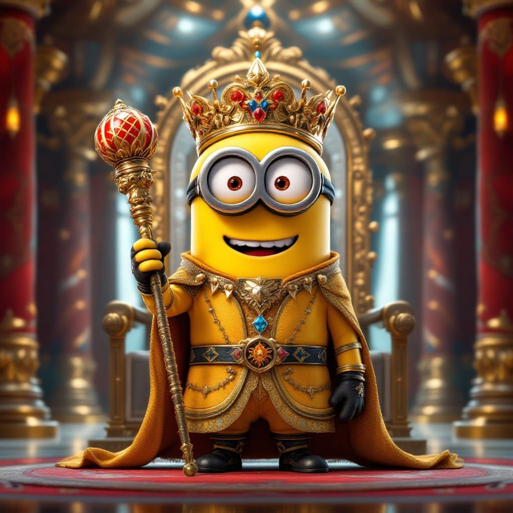 King Bob Minion in Ornate Anime Style
