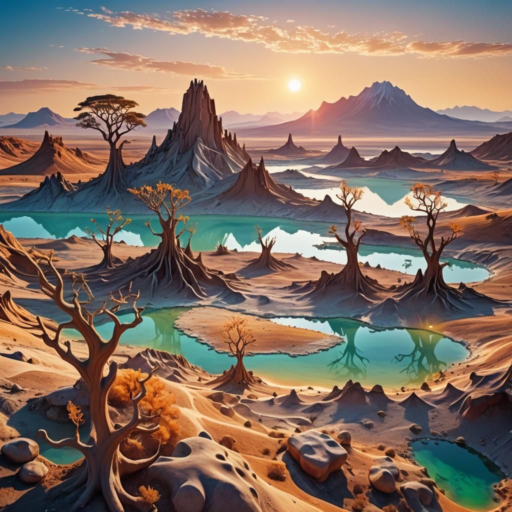 Surreal Extraterrestrial Landscape in Dreamlike Colors