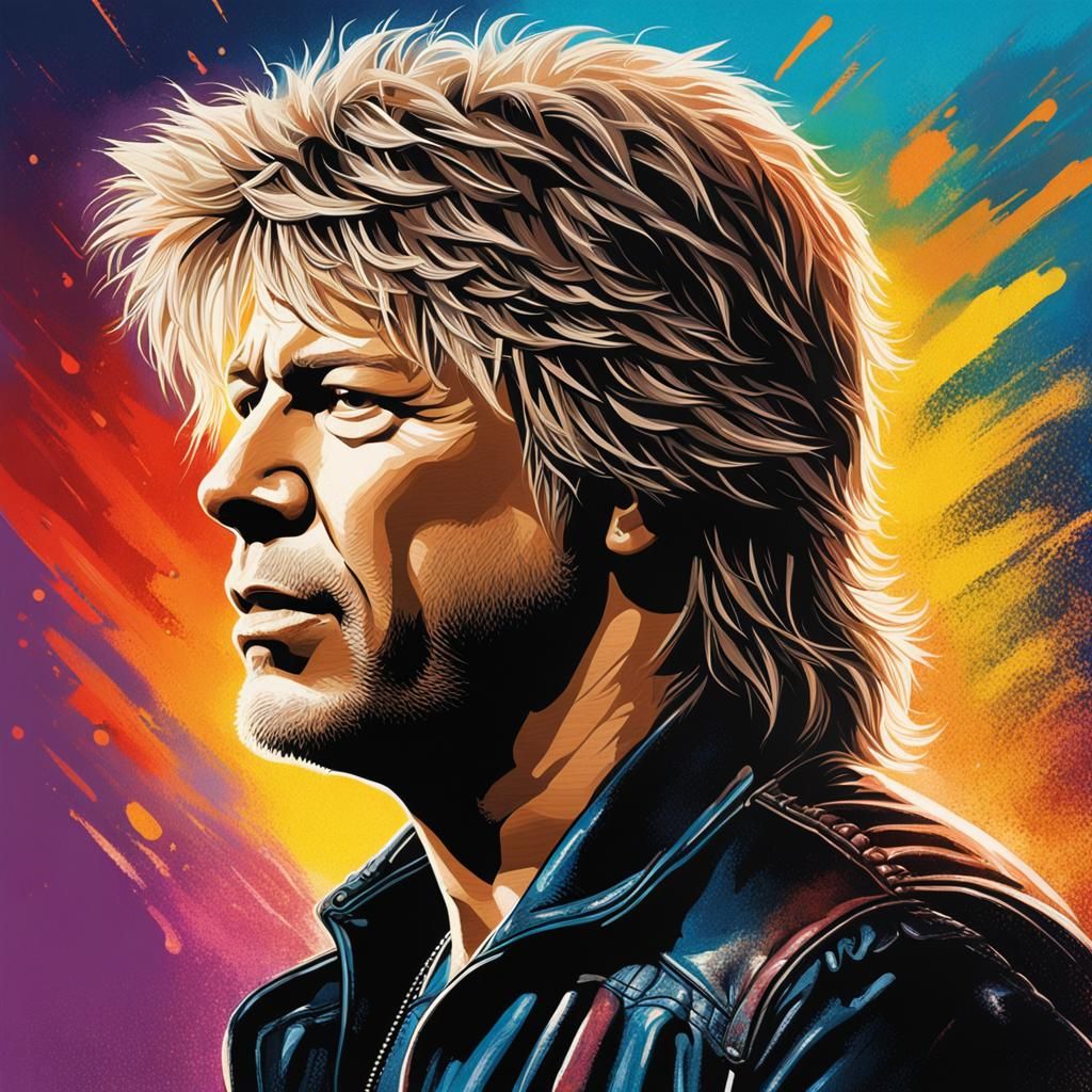Hyperrealistic Portrait of a Rock Star in Splash Art