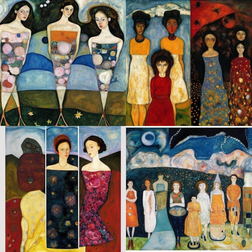 Girls Collage in Expressive Style