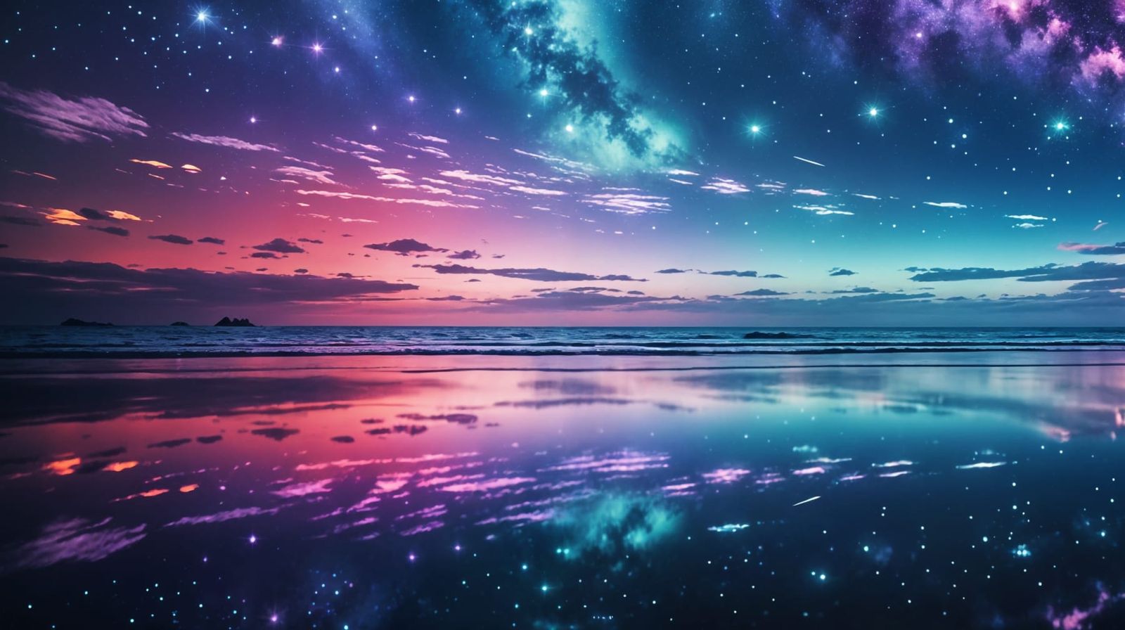 Iridescent Starry Night Sky Reflection