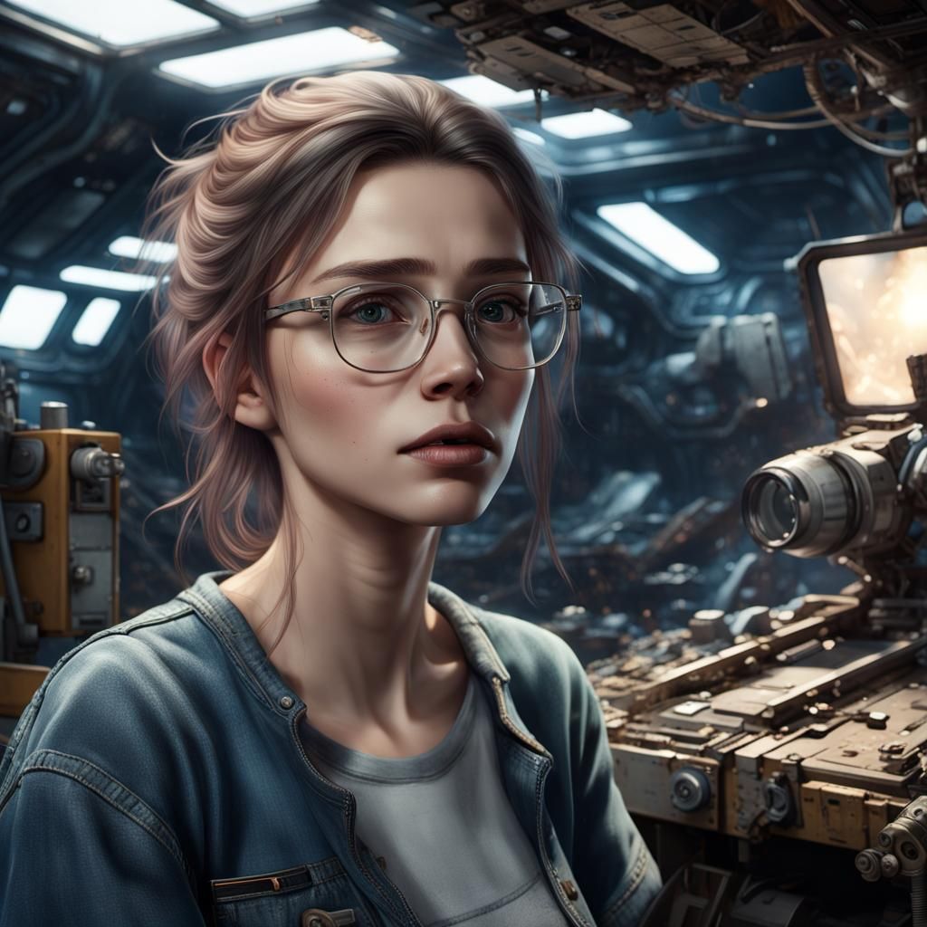 (((Vera Alentova) aged 18)), wearing used jeans, prescriptio...