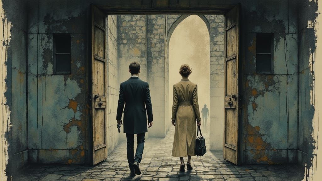 Woman Standing on Bridge at Night