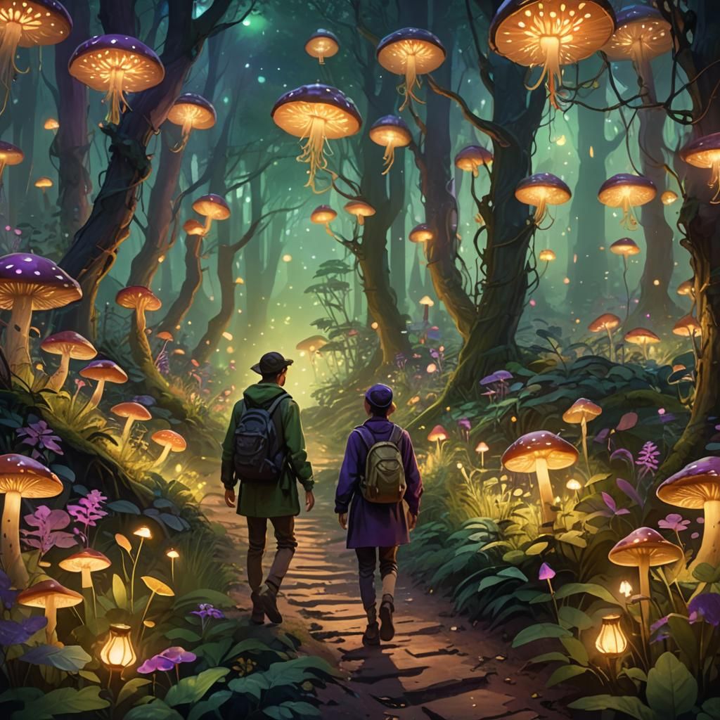 Enchanting Forest Concept Art with Glowing Flora