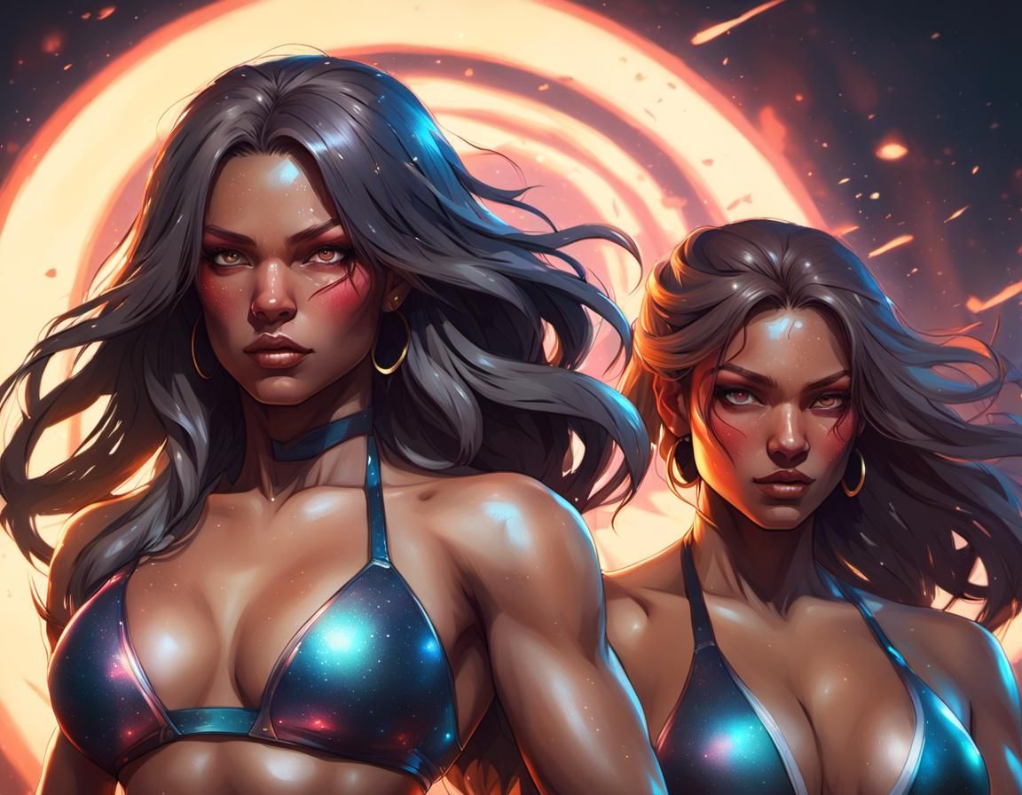 Dynamic Wrestling Portrait in Mixed Media Style