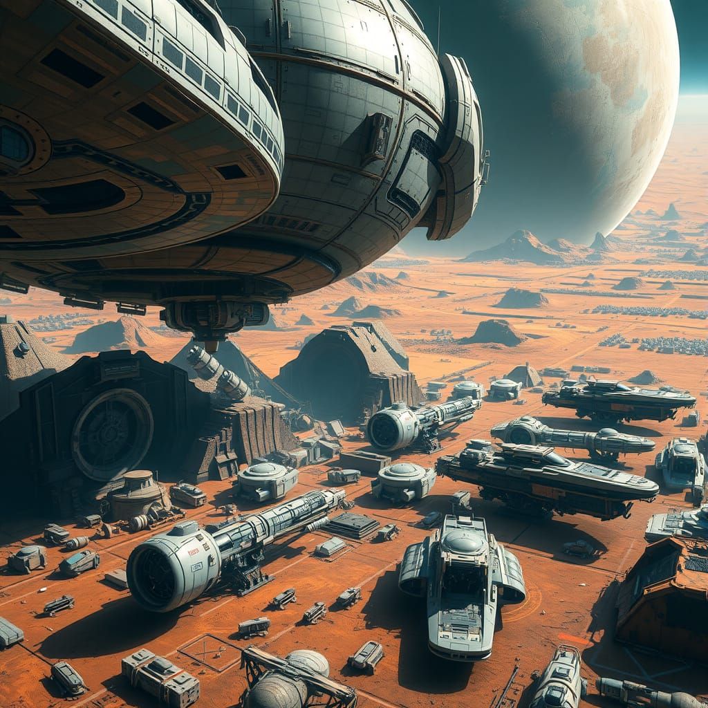 Space Station Shipyard in Futuristic Hyperrealism