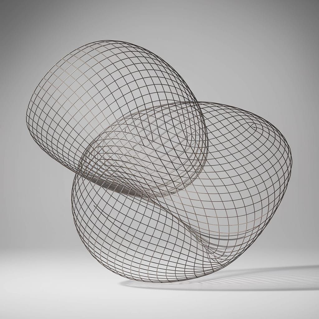 Abstract Wire Sculpture with Flowing Spirals