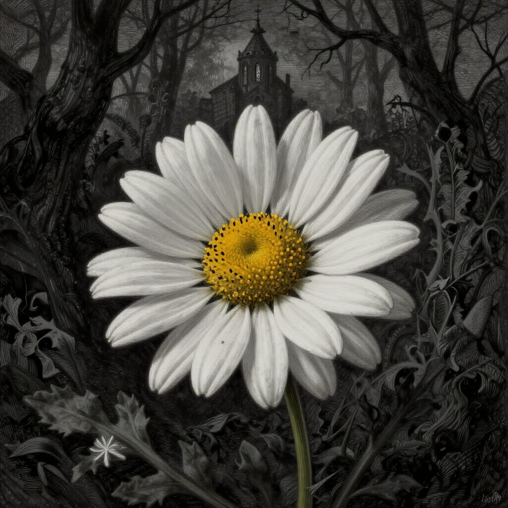 Gothic Daisy in Dark Gustave Doré Style