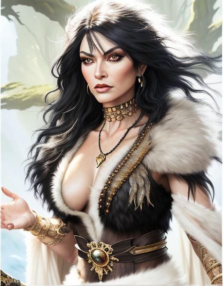 Glamorous Fantasy Barbarian Woman in Vivid Detail