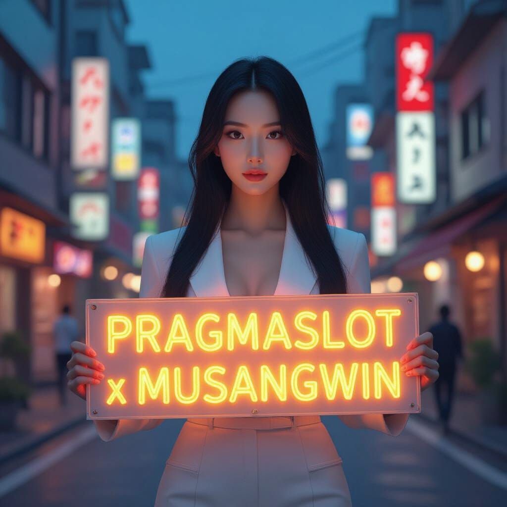 Korean Woman in Japanese Cityscape, Digital Art