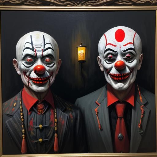 Expressionist Clowns in Haunted Asian House