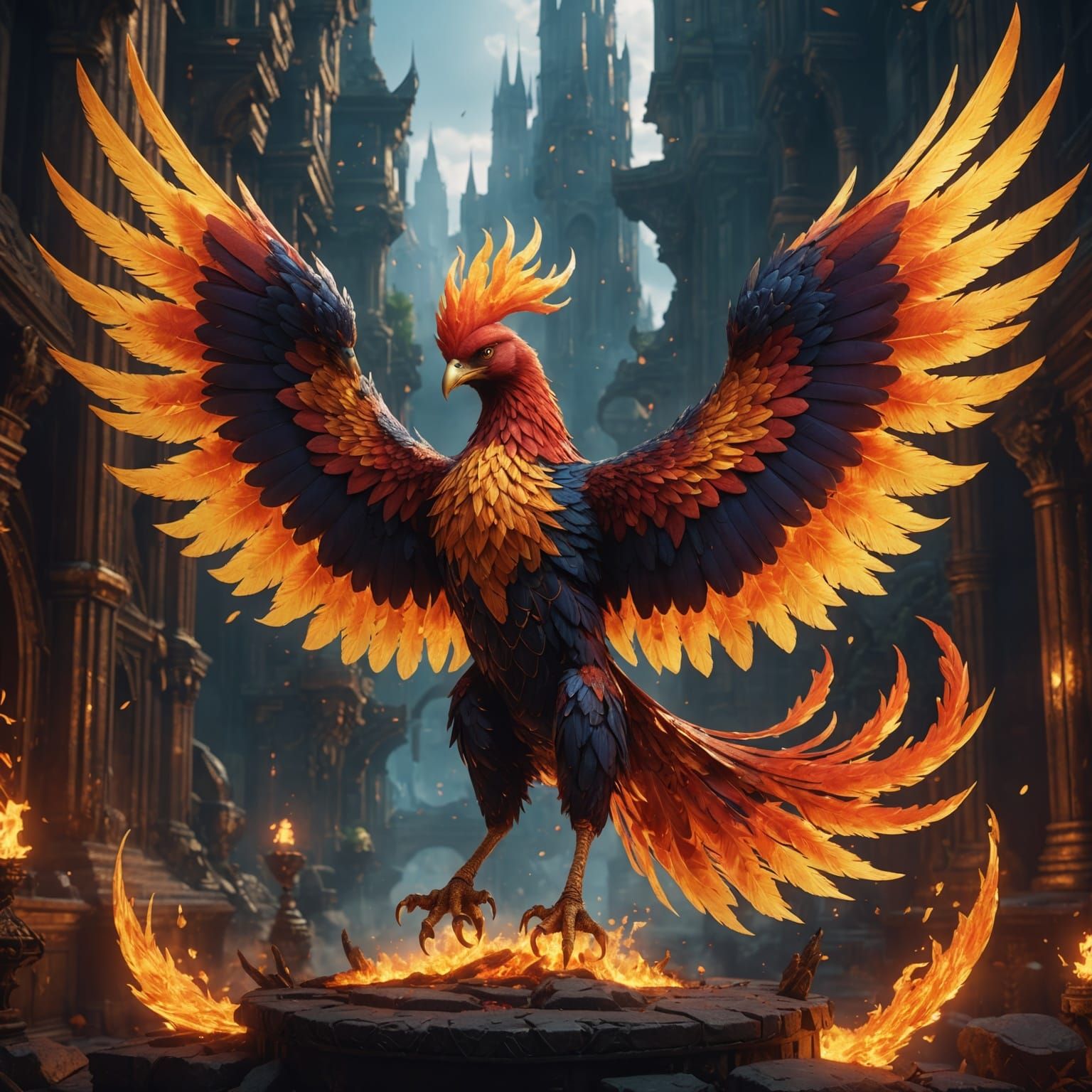 Fiery Persian Phoenix Concept Art