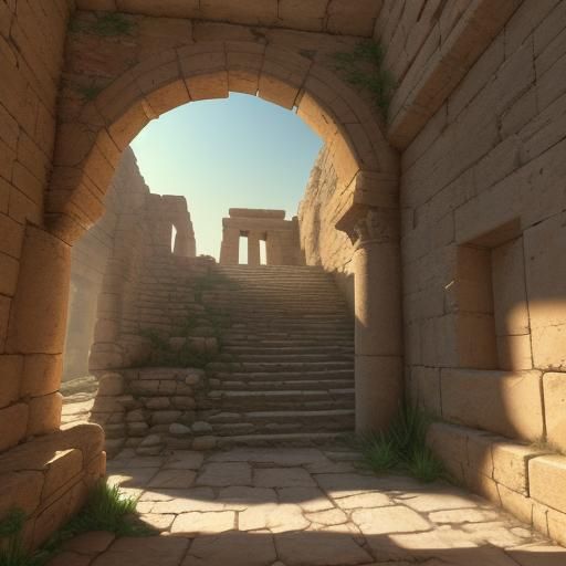 Ancient Temple of Tel Siqmona in Oil Paint