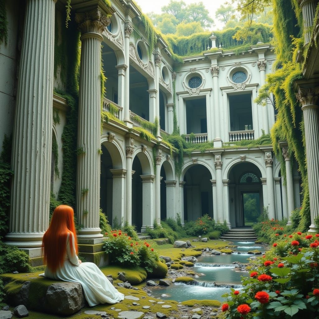 Ruined Rococo Palazzo Overgrown with Alien Flora