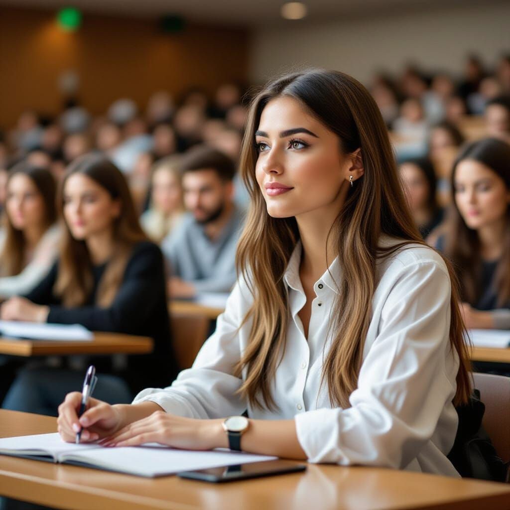 Attentive University Student in Lecture Hall