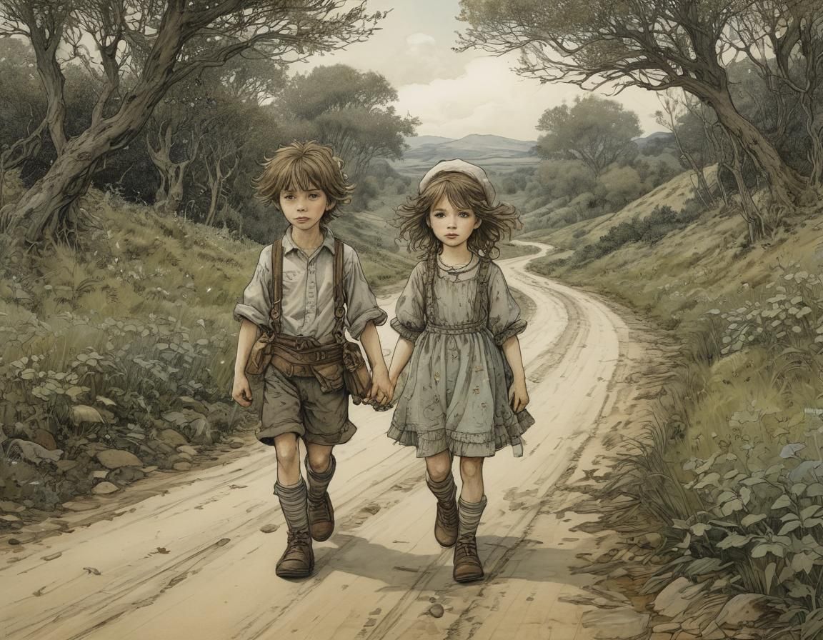 Siblings Journey Through Whimsical Countryside in Intricatel...