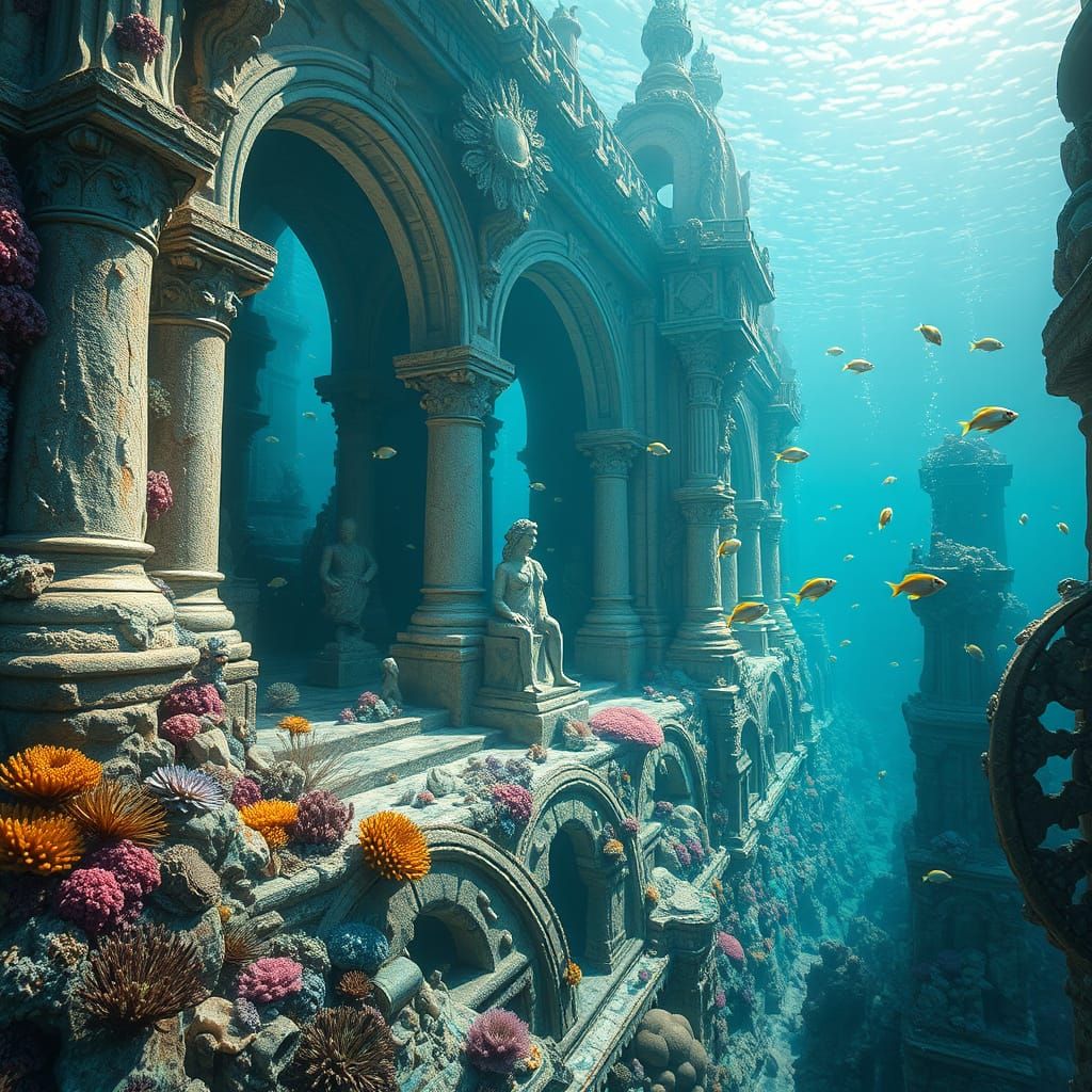 Ethereal Underwater City of Coral and Pearl