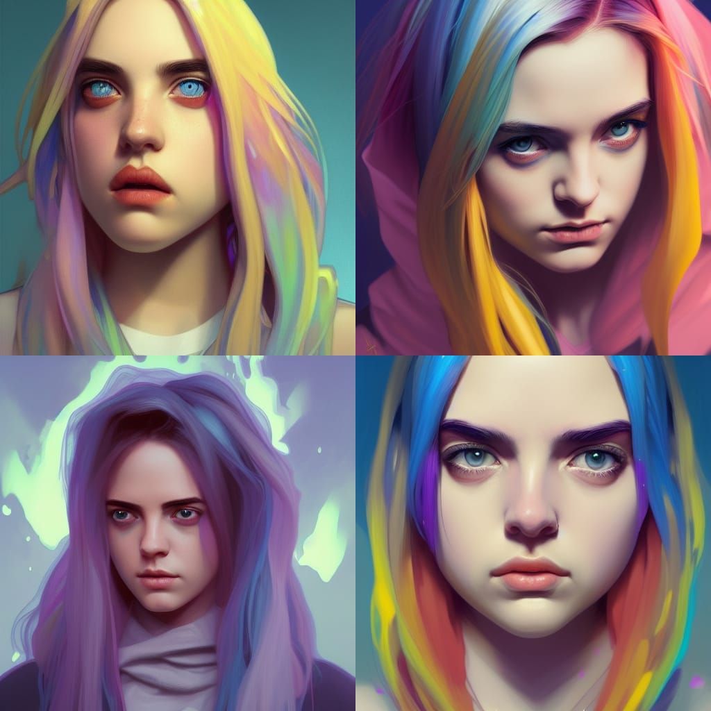 Billie Eilish Portrait in Hyperdetailed Digital Art Style