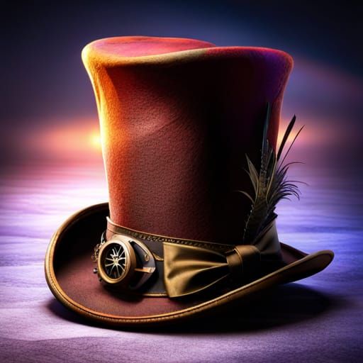 Steampunk Top Hat with Detailed Fabric Textures