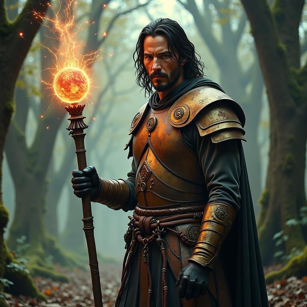 Keanu Reeves as Fantasy Warrior in Frazetta Style