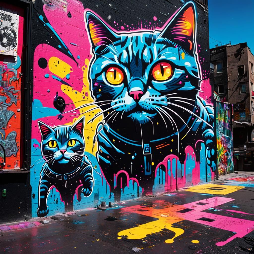 Killer Cats Invade Earth: Graffiti Art in CMYK