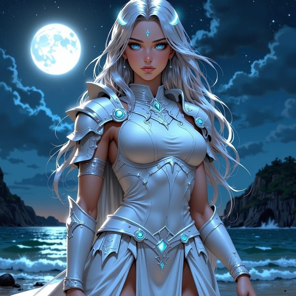 Graceful Moon Knight in Shining White Armor