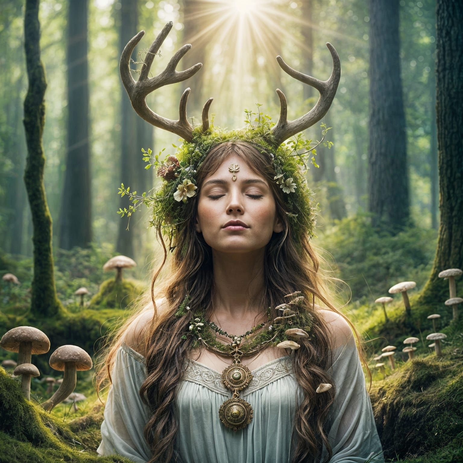 Mystical Nature Goddess in Divine Light