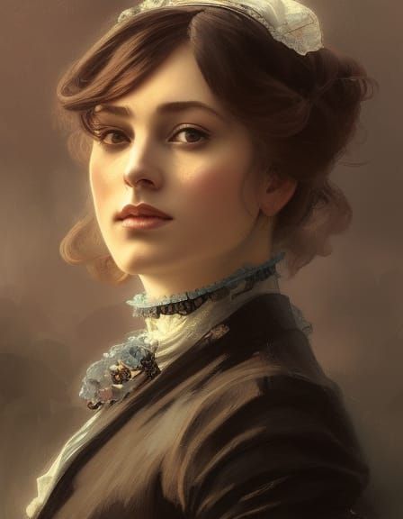Victorian Woman Portrait with Lisbon Background