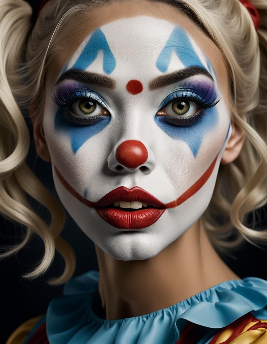 Realistic photo of a beautiful girl, with Chicano style clow...