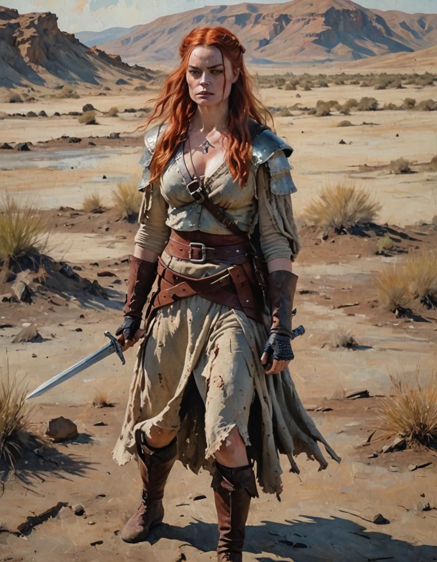 Impressionist Masterpiece of Red Sonja in Earthy Tones