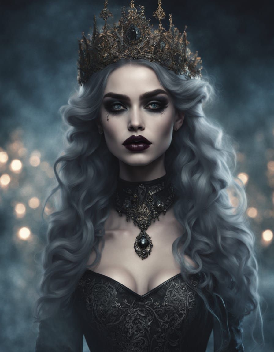 Gothic Elegance: Young Lady in Haunting Beauty