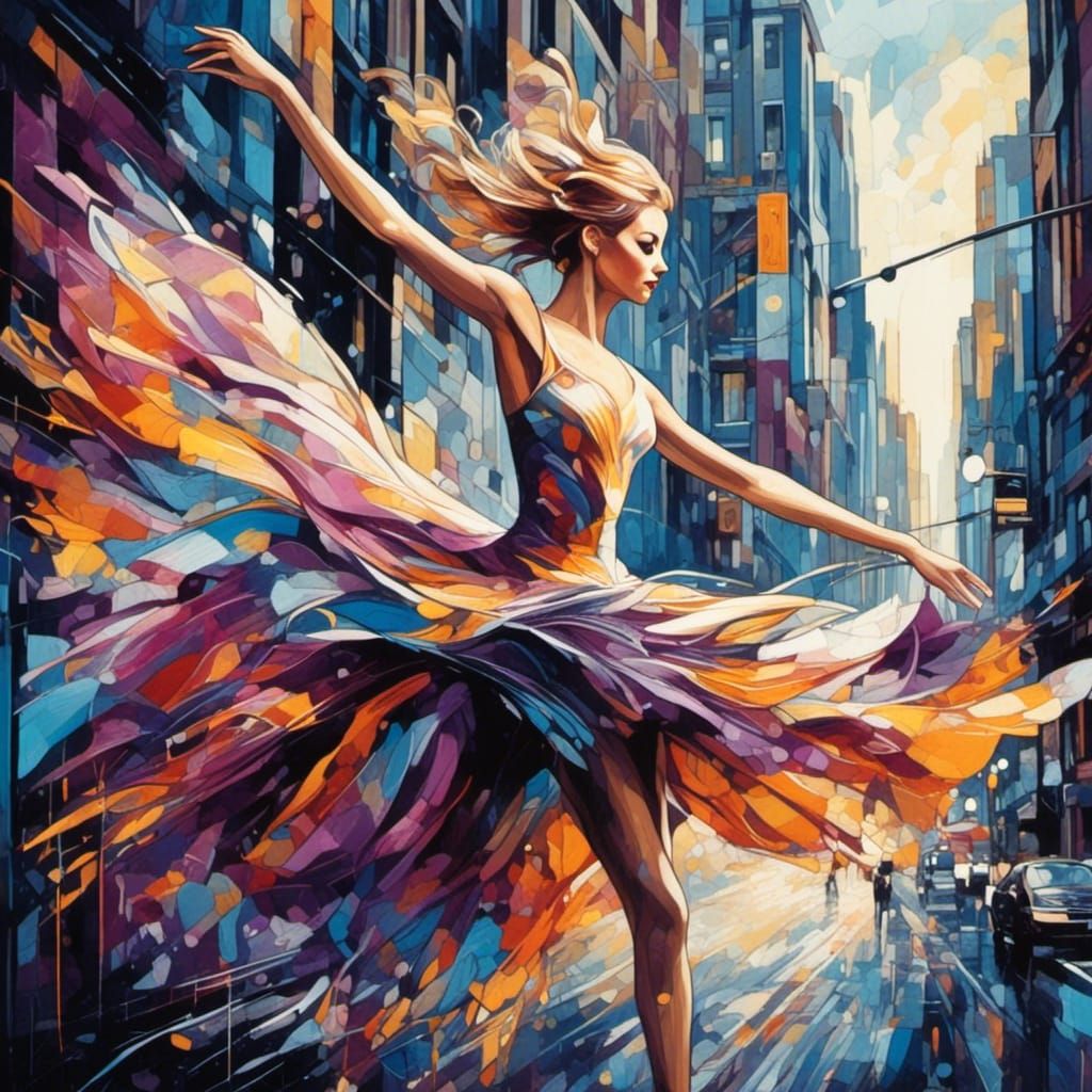 Ballet Dancer Leaping in Vibrant Graffiti Art