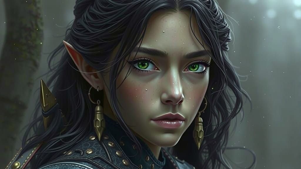 Realistic Female Elf Warrior in Mystical Forest