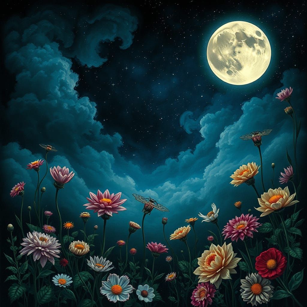 Fantasy Portrait of a Woman Under a Starry Gothic Sky