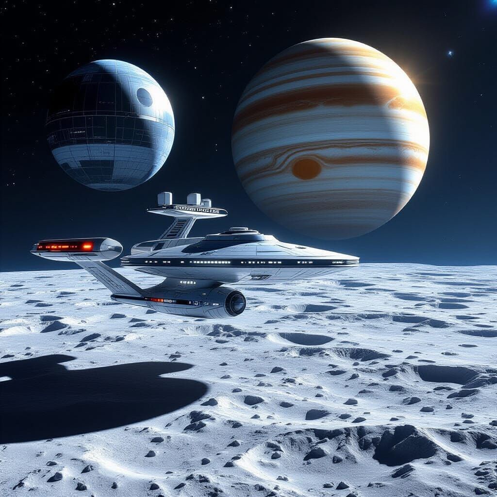 Starship Enterprise D Docks With Voyager 1 Near Jupiter and ...