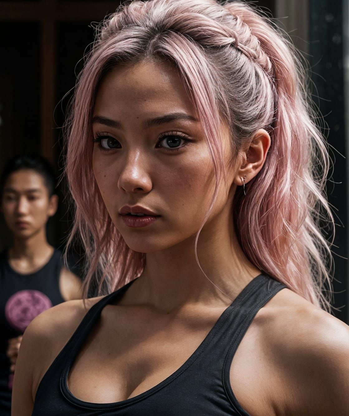 Young Goth Witch Gazing into a Mirror