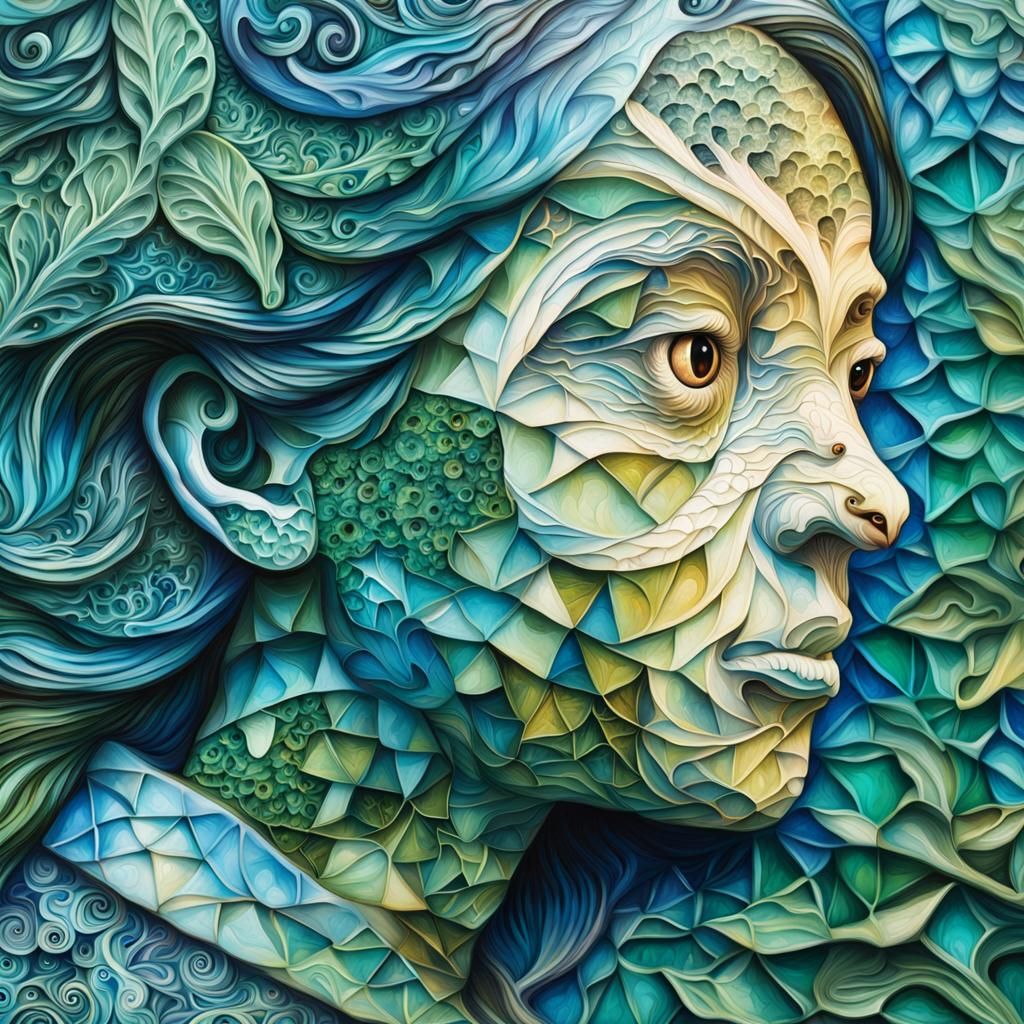 Intricate Woodland Tessellation in Encaustic Zentangle Style