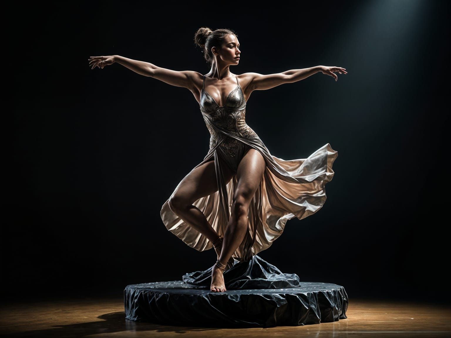 Dancer in Hyperrealistic Rodin-Inspired Studio Lighting