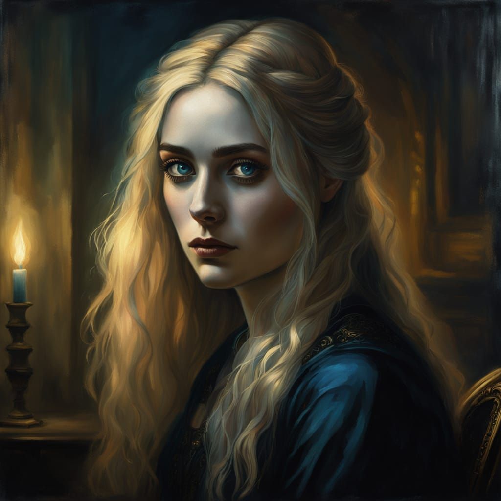 Romantic Gothic Portrait of a Lady in Oil