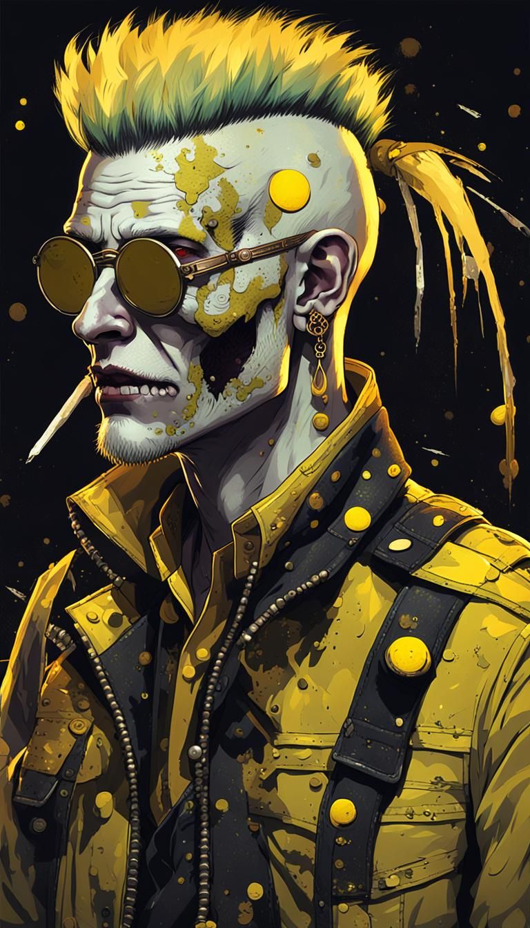 Zombie Cryptopunk with Mohawk and Drumsticks