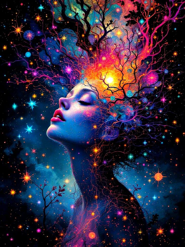Dreamlike Cosmic Realms in Vibrant Noctilucent Hues