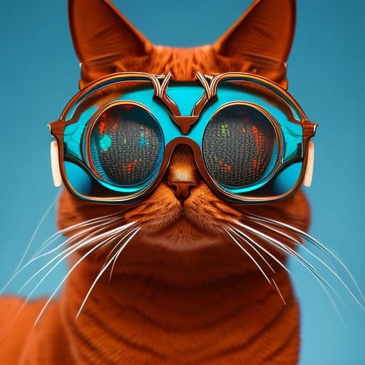 Hyperdetailed Tabby Cat with Glasses