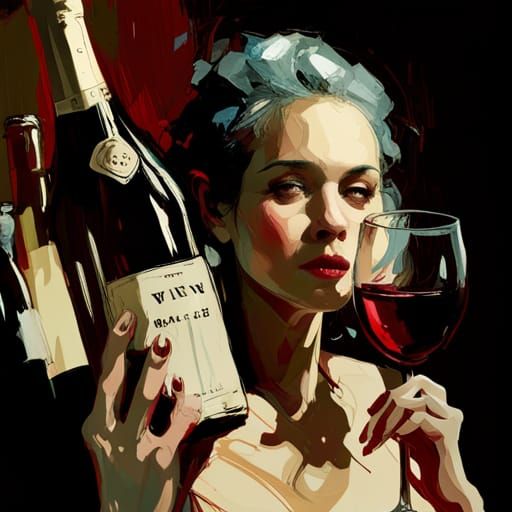 Gorgeous Wine Illustration in Art Nouveau Style