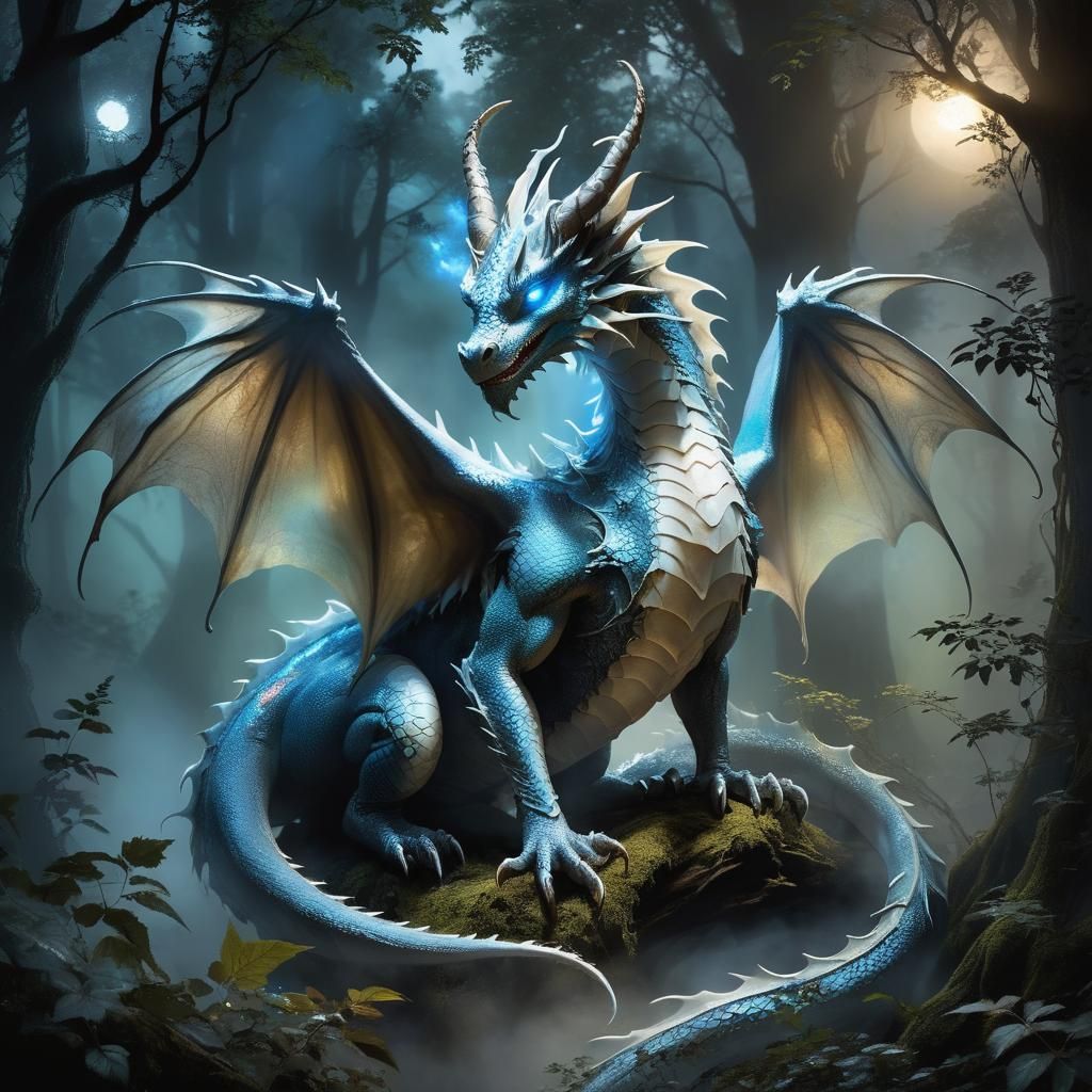 Dragon and Fairy in Mystical Forest