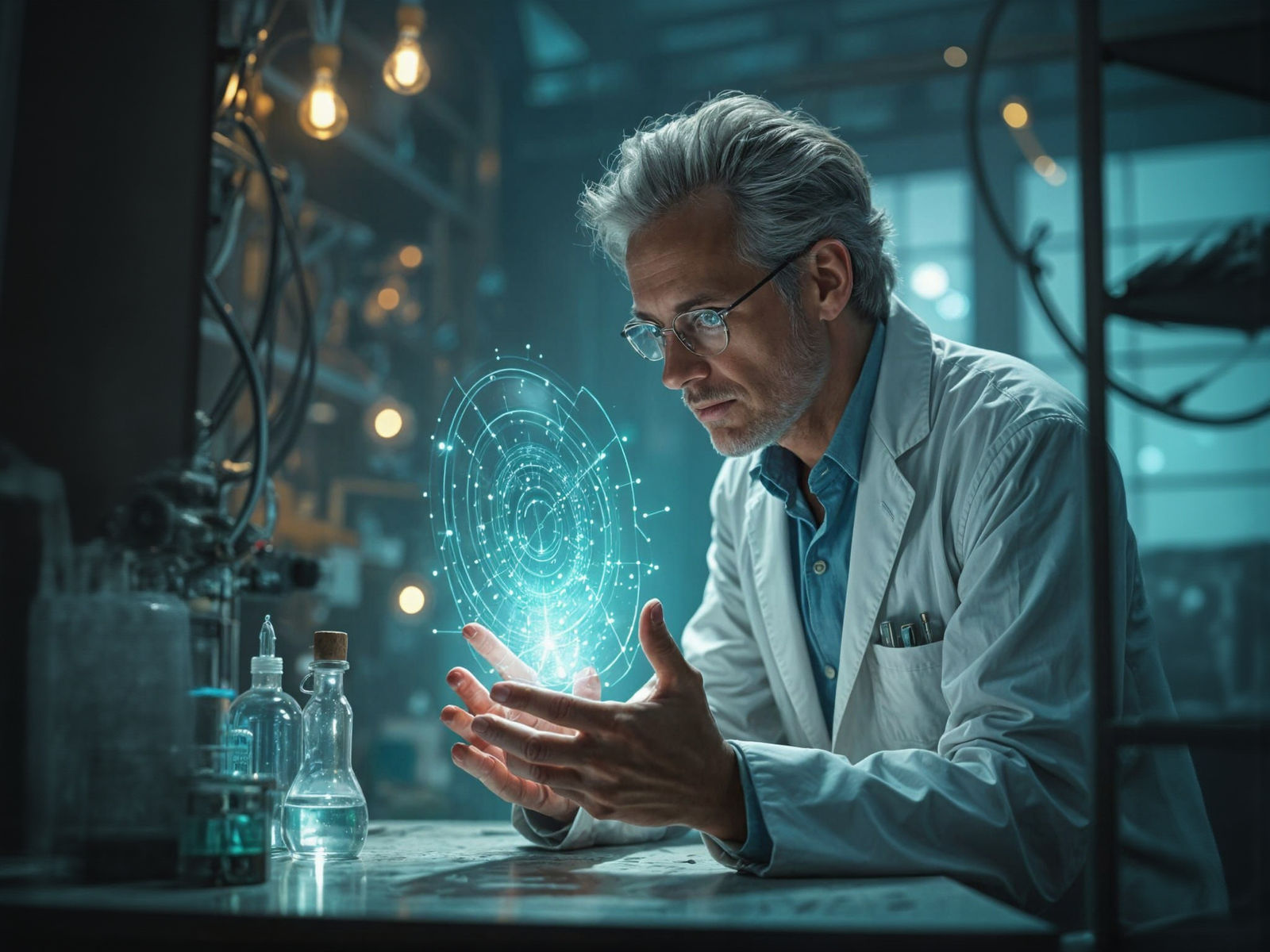 Scientist Contemplates Holographic Health Display