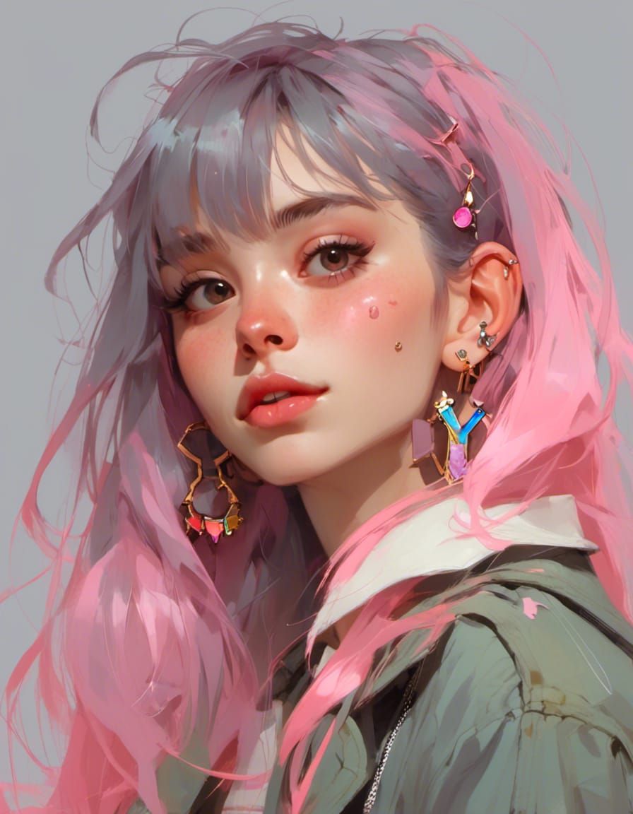 Girl with Pink Hair in Alessio Albi Style