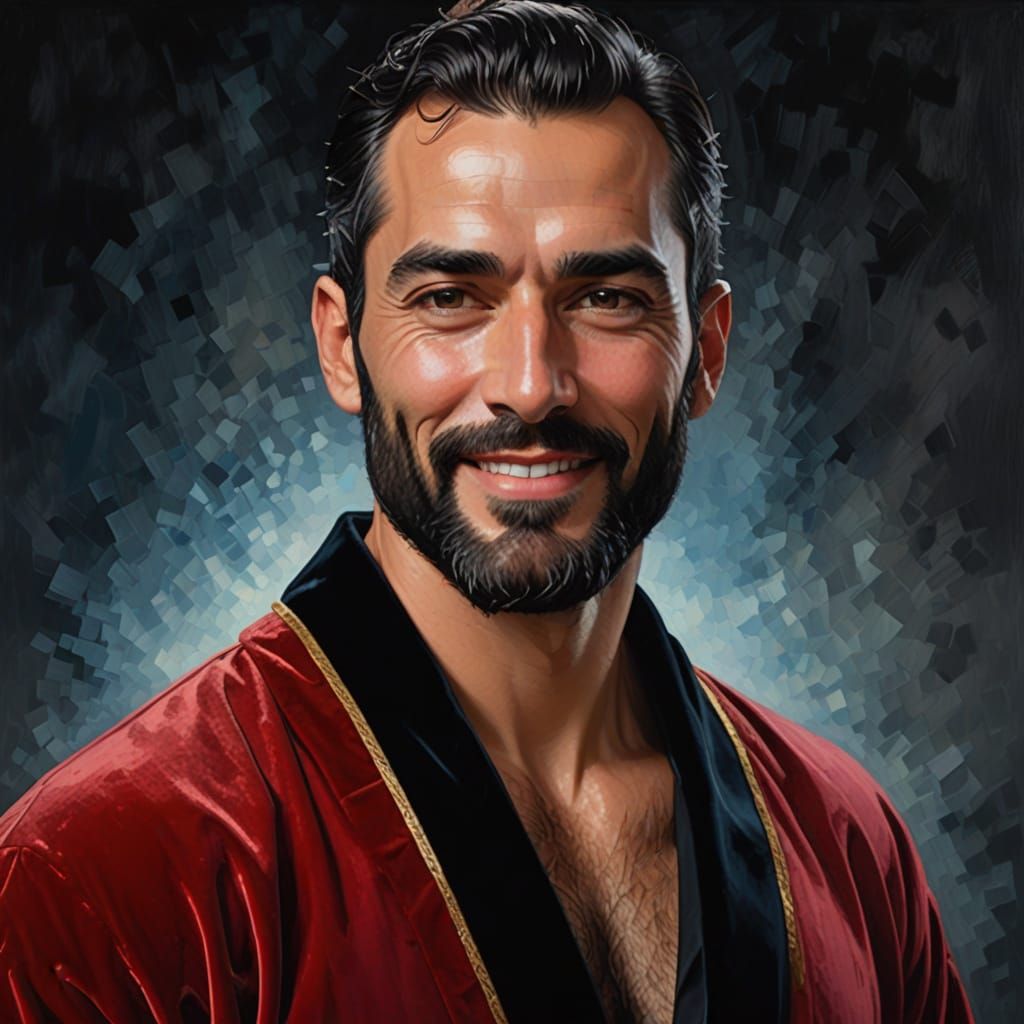 Handsome Man in Red Velvet, Alcohol Ink Style