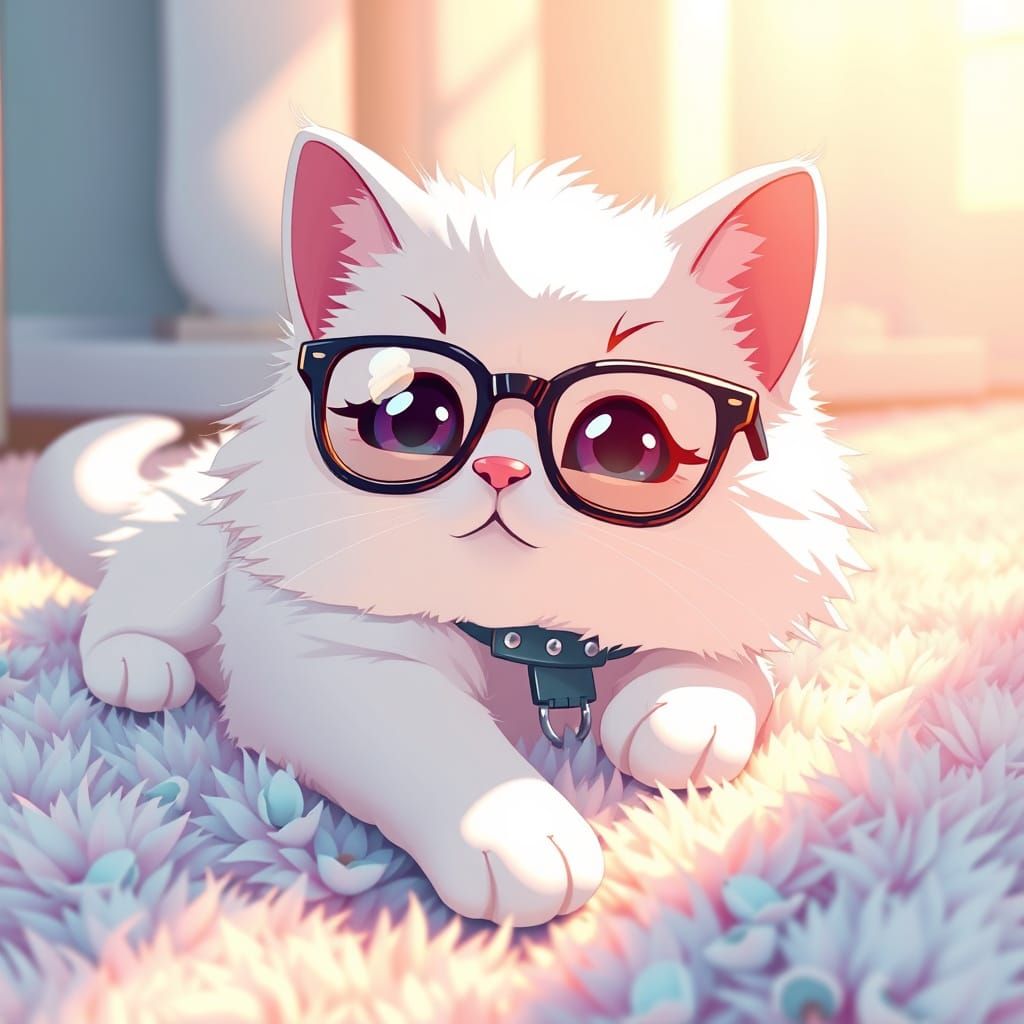 Whimsical Anime Cat in Pastel Paradise